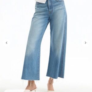 Veronica Beard Taylor Wide Leg High Waist Crop Blue Jeans Size 31